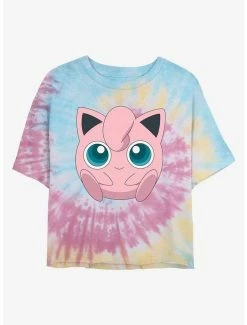 Hot Sale 👍 Pokemon Jigglypuff Tie Dye Crop 👧 Girls T-Shirt 😉