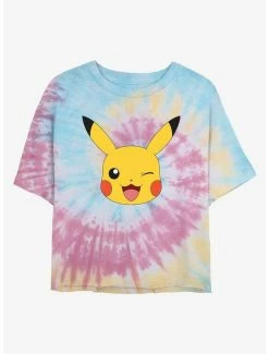 Brand new 👏 Pokemon Pikachu Tie Dye Crop 👧 Girls T-Shirt 🎁