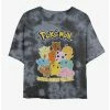 Outlet 🎉 Pokemon Gang Tie-Dye 👧 Girls Crop T-Shirt 🎁