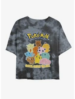 Outlet 🎉 Pokemon Gang Tie-Dye 👧 Girls Crop T-Shirt 🎁