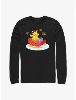 Best Pirce ✔️ Pokemon Pikachu Sleigh Ride Long-Sleeve T-Shirt 🎉