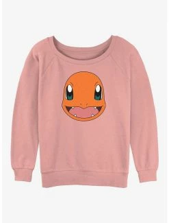 Best Sale 🧨 Pokemon Charmander Face 👧 Girls Slouchy Sweatshirt 😉
