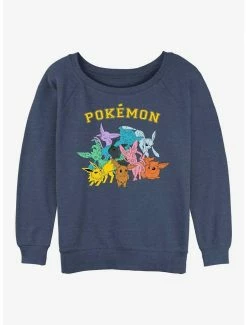 Promo 🧨 Pokemon Gotta Catch Eeveelutions 👧 Girls Slouchy Sweatshirt 🎁