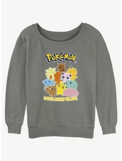 Cheapest ⌛ Pokemon Catch 'Em All 👧 Girls Slouchy Sweatshirt 🛒
