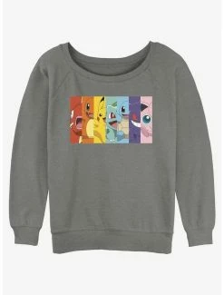 Hot Sale 🎉 Pokemon Rainbow Pokemon 👧 Girls Slouchy Sweatshirt ✔️