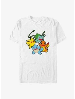 Deals ⭐ Pokemon Classic Group Bulbasaur, Pikachu, Charmander, and Squirtle T-Shirt ✔️