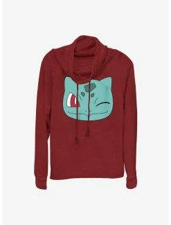 Flash Sale 🥰 Pokemon Bulbasaur Face Cowl Neck Long-Sleeve Top 🥰