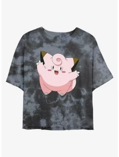 Cheapest 🌟 Pokemon Clefairy Tie-Dye 👧 Girls Crop T-Shirt 🔔