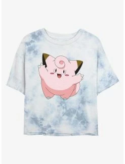 Flash Sale 🤩 Pokemon Clefairy Tie-Dye 👧 Girls Crop T-Shirt 🎉