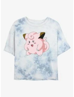 Budget 😀 Pokemon Clefairy Pose Tie-Dye 👧 Girls Crop T-Shirt 🔔