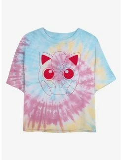 Wholesale ⌛ Pokemon Jigglypuff Outline Tie-Dye 👧 Girls Crop T-Shirt 🥰