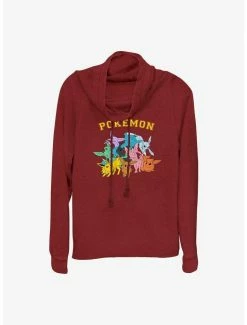 Budget 🎉 Pokemon Gotta Catch Eeveelutions Cowl Neck Long-Sleeve Top ❤️