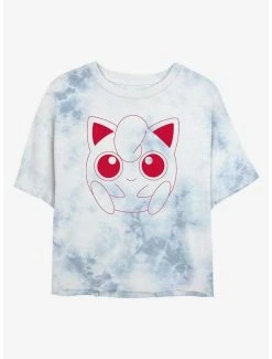Outlet 🧨 Pokemon Jigglypuff Outline Tie-Dye 👧 Girls Crop T-Shirt 🤩