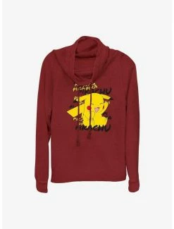 Brand new 😀 Pokemon Pikachu Cracks A Joke Cowl Neck Long-Sleeve Top 🛒