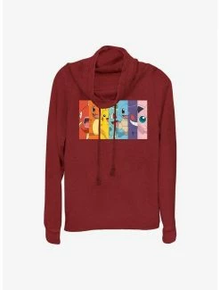 Flash Sale 🤩 Pokemon Rainbow Faces Cowl Neck Long-Sleeve Top 💯
