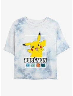 Buy ⌛ Pokemon Battle Lineup Pikachu, Squirtle, Bulbasaur, Charmander, & Snorlax Tie-Dye 👧 Girls Crop T-Shirt ❤️
