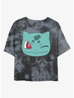 Cheapest 🔔 Pokemon Bulbasaur Face Tie-Dye 👧 Girls Crop T-Shirt 🛒