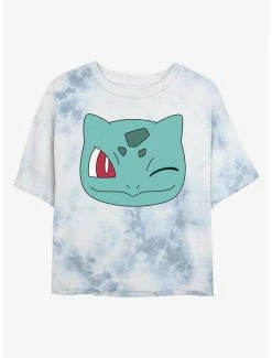 Promo 👏 Pokemon Bulbasaur Face Tie-Dye 👧 Girls Crop T-Shirt 😉