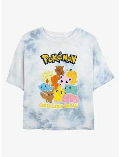 Buy 👍 Pokemon Catch 'Em All Tie-Dye 👧 Girls Crop T-Shirt 🔥