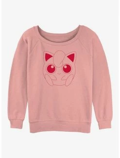 Cheapest 🌟 Pokemon Jigglypuff Outline 👧 Girls Slouchy Sweatshirt 🔥