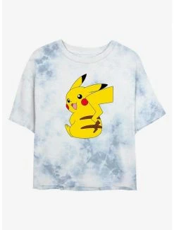 Flash Sale 🔔 Pokemon Cheeky Pikachu Tie-Dye 👧 Girls Crop T-Shirt 💯