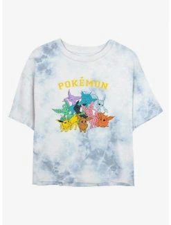 Buy 🛒 Pokemon Gotta Catch Eeveelutions Tie-Dye 👧 Girls Crop T-Shirt 💯