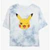 Hot Sale 😀 Pokemon Pikachu Face Tie-Dye 👧 Girls Crop T-Shirt 🧨 -pokemon Sales 20297097 hi