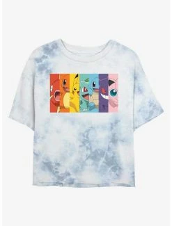 Flash Sale 🤩 Pokemon Rainbow Faces Tie-Dye 👧 Girls Crop T-Shirt 💯