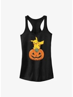 Cheap ⌛ Pokemon Pikachu Pumpkin 👧 Girls Tank 🌟