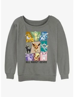 New 💯 Pokemon All About Eevee 👧 Girls Slouchy Sweatshirt 🎉