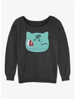 Best deal 🎁 Pokemon Bulbasaur Face 👧 Girls Slouchy Sweatshirt 🧨