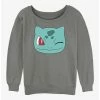 Discount ⭐ Pokemon Bulbasaur Face 👧 Girls Slouchy Sweatshirt ✔️ -pokemon Sales 20297234 hi