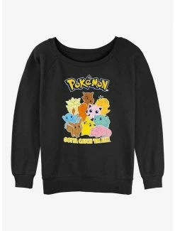 Discount 👏 Pokemon Catch 'Em All 👧 Girls Slouchy Sweatshirt 🧨