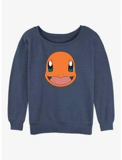 Promo 🎉 Pokemon Charmander Face 👧 Girls Slouchy Sweatshirt 🎉