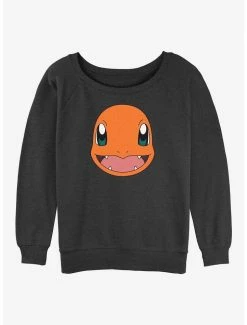 Cheap ⌛ Pokemon Charmander Face 👧 Girls Slouchy Sweatshirt 🔔