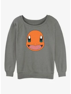 Best Pirce 🧨 Pokemon Charmander Face 👧 Girls Slouchy Sweatshirt ⌛