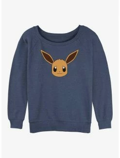 Best deal 👍 Pokemon Eevee Face 👧 Girls Slouchy Sweatshirt 🌟