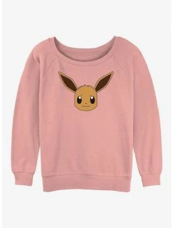 Coupon ⌛ Pokemon Eevee Face 👧 Girls Slouchy Sweatshirt 💯