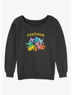 Cheapest ⭐ Pokemon Gotta Catch Eeveelutions 👧 Girls Slouchy Sweatshirt ⌛