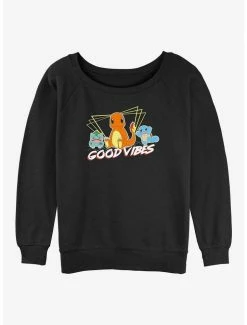 Best reviews of ⌛ Pokemon Good Vibes Starters 👧 Girls Slouchy Sweatshirt 🌟