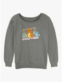 Brand new 🔥 Pokemon Good Vibes Starters 👧 Girls Slouchy Sweatshirt ❤️