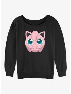 Discount 🔔 Pokemon Jigglypuff Face 👧 Girls Slouchy Sweatshirt 😀