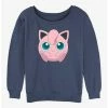 New ❤️ Pokemon Jigglypuff Face 👧 Girls Slouchy Sweatshirt 👏 -pokemon Sales 20297444 hi