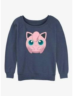 New ❤️ Pokemon Jigglypuff Face 👧 Girls Slouchy Sweatshirt 👏