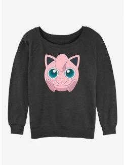 Budget ✔️ Pokemon Jigglypuff Face 👧 Girls Slouchy Sweatshirt ⌛