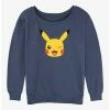 Best Pirce ✨ Pokemon Pikachu Face 👧 Girls Slouchy Sweatshirt 🤩 -pokemon Sales 20297479 hi