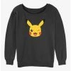 Best Pirce ⭐ Pokemon Pikachu Face 👧 Girls Slouchy Sweatshirt 😀 -pokemon Sales 20297486 hi