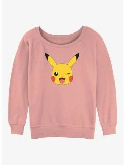 New 👍 Pokemon Pikachu Face 👧 Girls Slouchy Sweatshirt 🧨