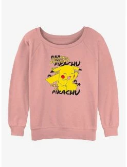 Promo ✔️ Pokemon Pikachu Cracks A Joke 👧 Girls Slouchy Sweatshirt 😍