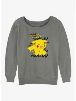 Cheapest 🌟 Pokemon Pikachu Cracks A Joke 👧 Girls Slouchy Sweatshirt 🔥